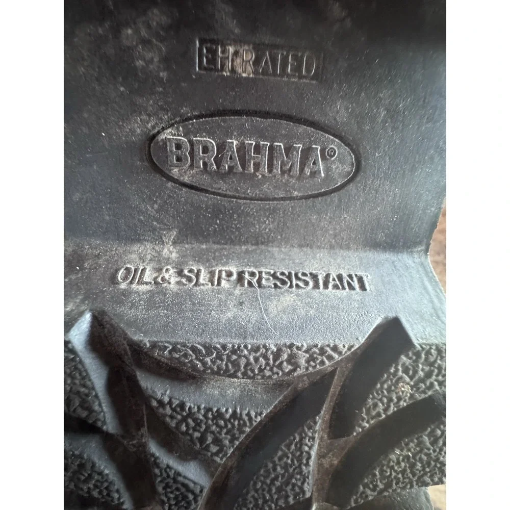 Brahma Men's Sz 8.5 Leather Waterproof 6 Inch Steel Toe Boots Padded Back Collar